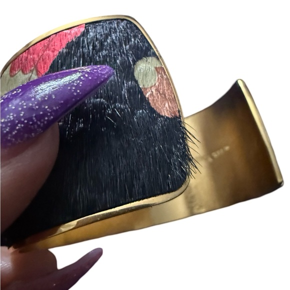 RUSTIC CUFF Snakeskin + Calfskin Gold Tone 3 pc Set Cuff Earrings Dustbag $100 + - Picture 5 of 7